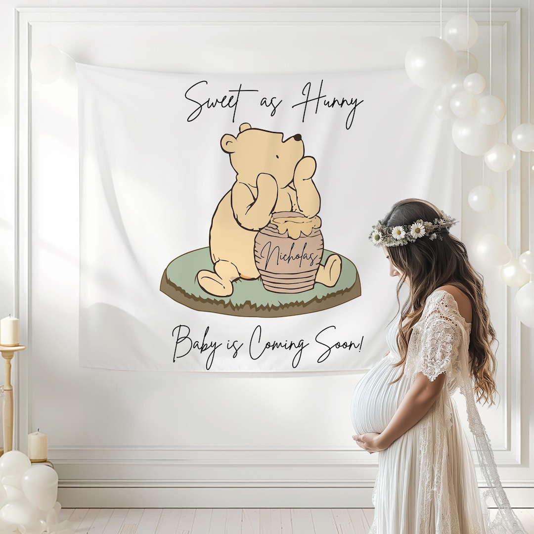 Oh Baby Winnie the Pooh Baby Shower Backdrop Classic Winnie the