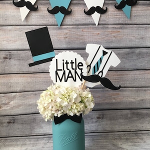 4 PROP SET- Little Man Centerpiece Little Man Baby Shower Little Man Props Baby Shower Centerpieces Mustache Boy Baby Shower Centerpiece