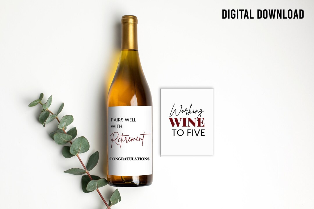 Retirement Wine Label Printable Retirement Gifts Retirement Party ...