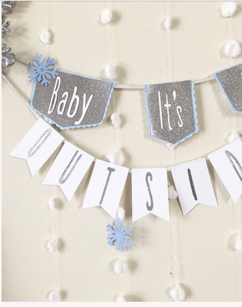 Baby Its Cold Outside Sign Winter Baby Shower Winter Onederland Boy Baby Shower Decoration Baby Shower Banner Snowflake Banner Snowflake image 7