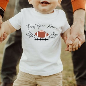 First Year Down Shirt Football First Birthday Party Shirt Football Birthday Party Football 1st Birthday Boy  Football 1st Birthday
