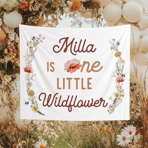 Wildflower Birthday Backdrop 1st Birthday Wildflower Banner Wild Flower Birthday Summer Birthday Floral Birthday Shes A Wildflower