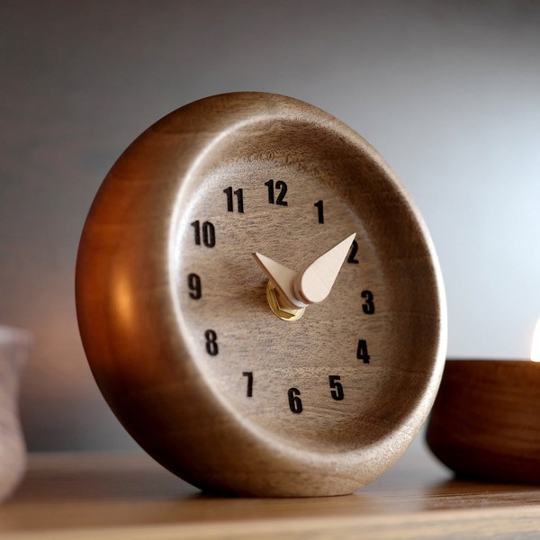 Horloge de chevet, horloge en bois, horloge de bureau en bois, horloge de bureau en bois, horloge vintage, horloge de bureau