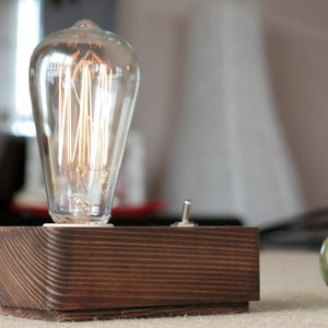 Edison Lamp, Wood Edison Lamp, Wood Desk Lamp, Wood Edison,  Retro Desk Lamp, Bedside Lamp, Rustic Table Lamp, Old Table Lamp, Rustic Lamp
