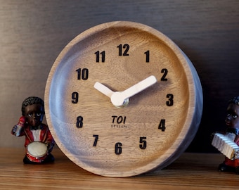 Wooden Analog Desktop Clock, Wood Desk Clock, Home Decor Clock, Desk Clock, Walnut Desk Clock, Analog Clock, Turkish Walnut Wood Clock