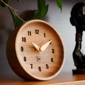 Desk Clock,  Home Decor Clock, Wood Desk Clock, Walnut Desk Clock, Analog Clock, Wooden Analog Desktop Clock, Walnut Wood Clock