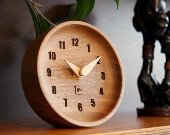 Desk Clock,  Home Decor Clock, Wood Desk Clock, Walnut Desk Clock, Analog Clock, Wooden Analog Desktop Clock, Walnut Wood Clock