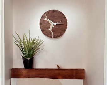 Modern Wood Wall Clock: Golden Acrylic Accent, Silent Movement