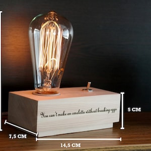Personalized Edison Lamp, Wood Desk Lamp, Wood Edison Lamp, Gift For Him, Rustic Table Lamp, Personalized Gifts