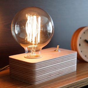 Wood Desk Lamp with Edison Bulb | Handcrafted Wooden Lamp