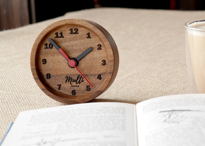 Desk Clock Wood Clock Wood Desk Clock Wood Table Clock Etsy