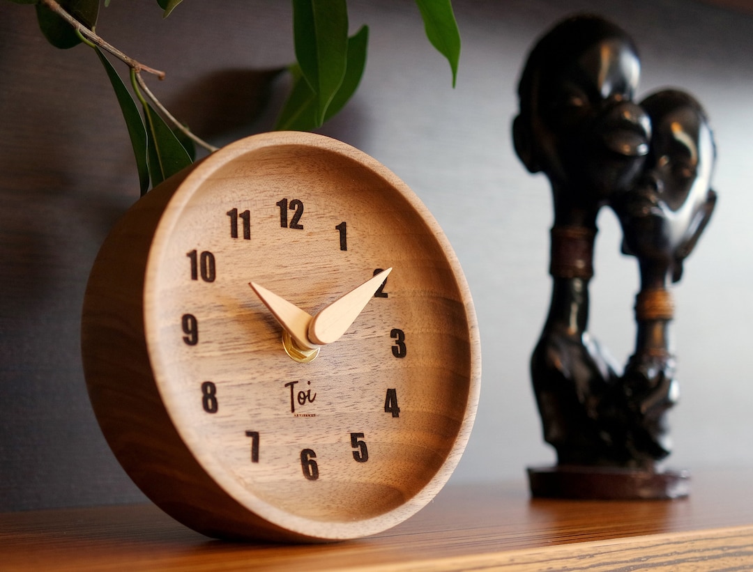 Desk Clock, Home Decor Clock, Wood Desk Clock, Walnut Desk Clock