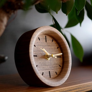 Wooden Desk Clock, Walnut Wood Clock for Bedroom, Vintage Desk Clocks, Modern Table Clock, Creative Clock, Small Table Clock, Retro Clocks