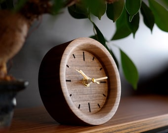 Reloj de escritorio de madera, reloj de madera de nogal para dormitorio, relojes de escritorio vintage, reloj de mesa moderno, reloj creativo, reloj de mesa pequeño, relojes retro