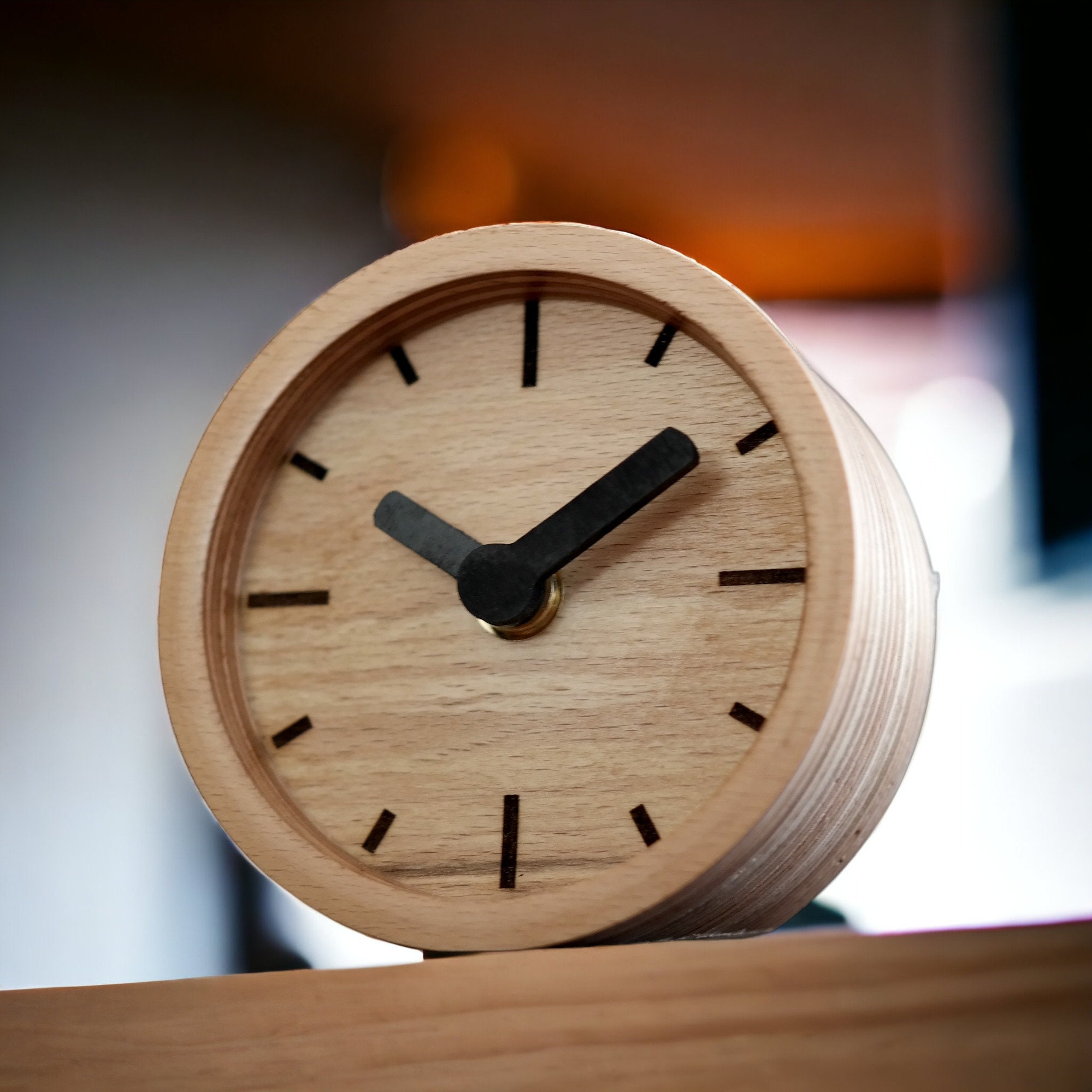 Handcrafted Birch Plywood Round Table Clock for Modern Minimalist Charm ...