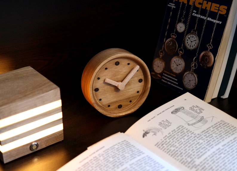 Wood Clock Wood Desk Clock Solid Wood Clock Vintage Clock Etsy