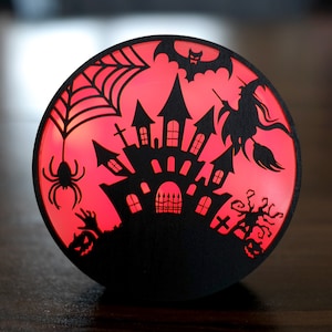Illuminated LED Wooden Halloween Home Decor - Spooky Charm for Your Space