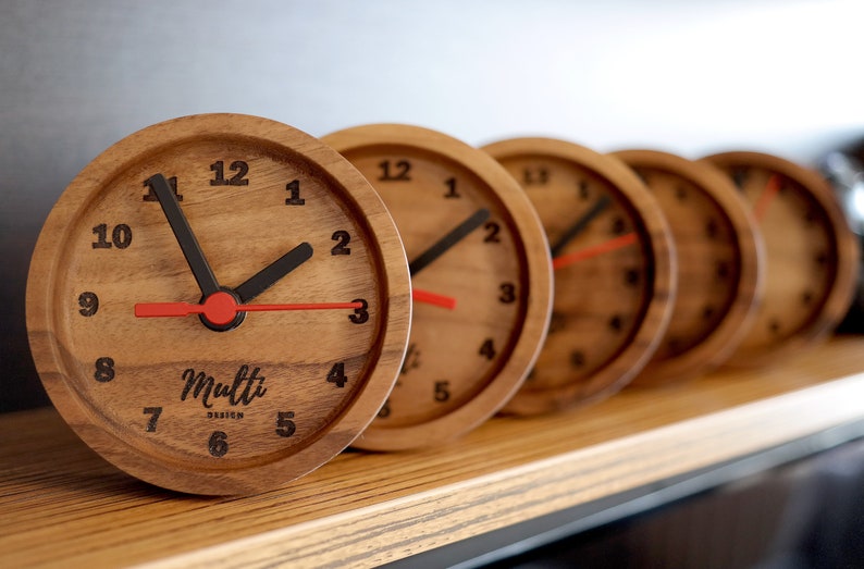 Desk Clock Wood Clock Wood Desk Clock Wood Table Clock Etsy