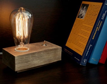 Personalized Edison Lamp, Wood Edison Retro Desk Lamp, Edison Lamp, Bedside Lamp, Wood Desk Lamp, Wood Edison Lamp, Rustic Table Lamp