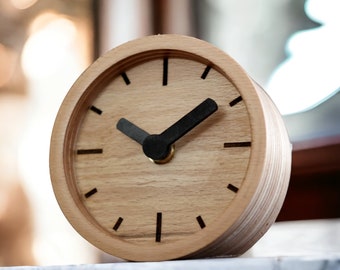 Handcrafted Birch Plywood Round Table Clock for Modern Minimalist Charm