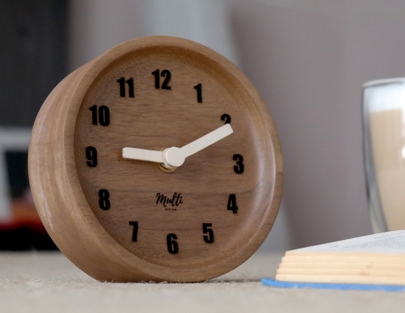 Wood Desk Clock Mini Desk Clock Desk Clock Analog Clock Etsy