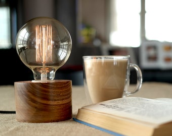 Edison Lamp, Edison Bulb Lamp, Edison Table Lamp, Wood Dimmable Desk Lamp, Edison Desk Lamp, Rustic Table Lamp, Bedside Lamp, Gift For Him