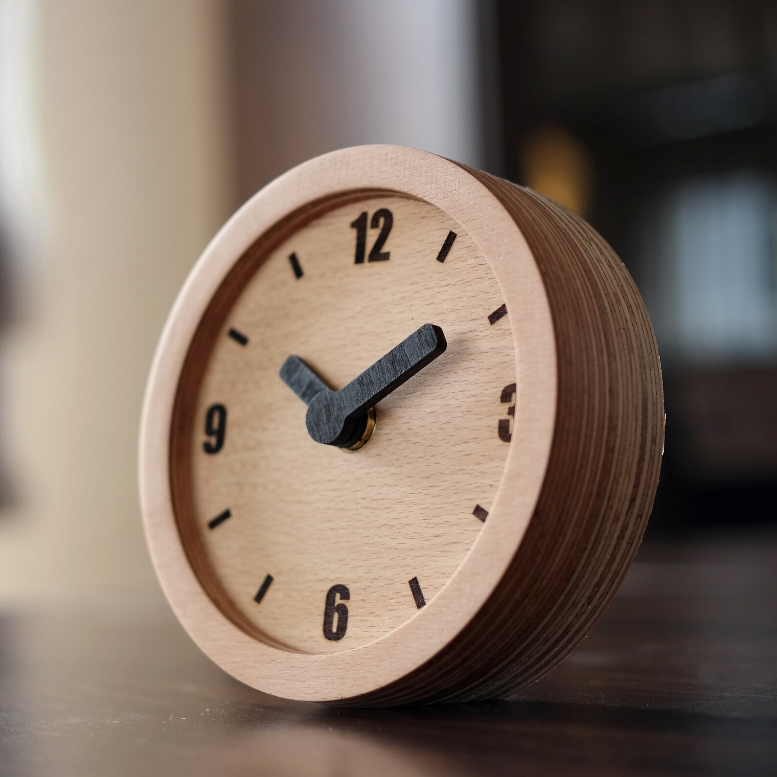 Contemporary Birch Plywood Table Clock Sleek Design for - Etsy
