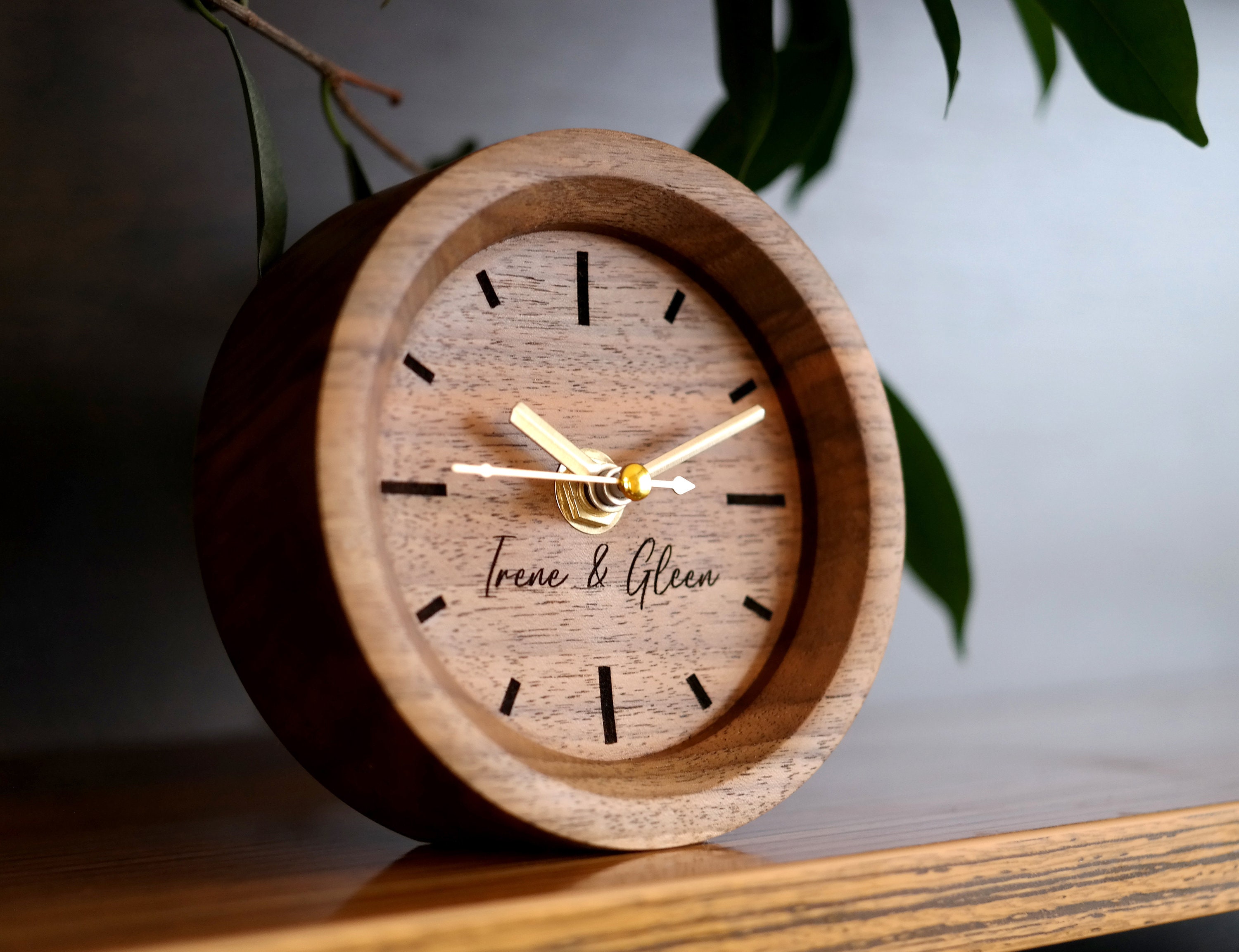 Personalized Walnut Wood Clock: Engraved Keepsake Gift