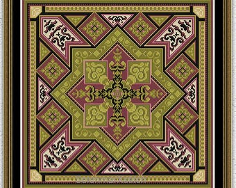 Geometric cross stitch pattern Vintage embroidery design Tile cross stitch Antique ornament counted xstitch chart #S97