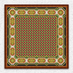 Patrón de punto de cruz contado geométrico Punto de cruz de mosaico Diseño de bordado de muestrario de almohada Funda de cojín gráfico de punto de cruz cuadrado PDF #S90