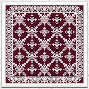 Patrón de punto de cruz monocromático antiguo Punto de cruz de almohada Punto de cruz de mosaico Bordado vintage Adorno geométrico Gráfico de puntada xstitch #S142