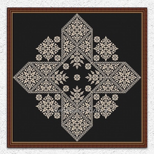 Patrón de punto de cruz monocromático geométrico Diseño de bordado de adorno geométrico Funda de cojín Muestrario de almohada Gráfico de puntadas contadas n.° S169*