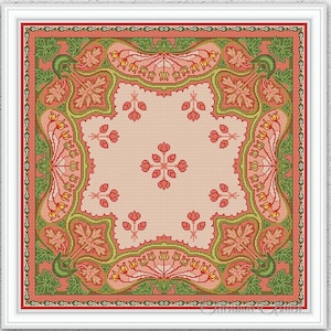 Kreuzstich Stickschrift Blumen floral Kreuzstichmuster Vintage Kreuzstichmuster Blumenbild Kreuzstichmuster #S445