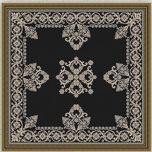 Patrón de punto de cruz monocromático antiguo Muestrario de almohadas Diseño de bordado vintage Punto de cruz para alfombras Funda de cojín Gráfico de puntadas en formato PDF #S177*