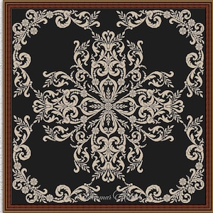Antique monochrome cross stitch pattern Monochrome sampler vintage embroidery Large cross stitch Vintage ornament xstitch chart #S281