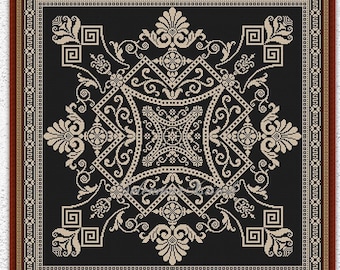 モノクロサンプラー クロスステッチパターン 枕クロスステッチ