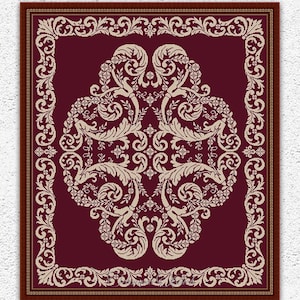 Antique monochrome cross stitch pattern Monochrome sampler vintage embroidery design Floral ornament xstitch chart Large cross stitch #S198