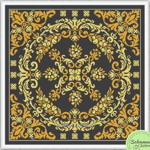 Antique cross stitch pattern Vintage two color sampler embroidery design Antique ornament counted xstitch chart #275