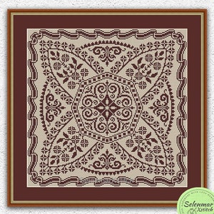 Zwart-wit bloemen kruissteekpatroon Bloemen bladeren vierkant borduurontwerp Kussen kruissteek Antiek ornament x-steekkaart #184*