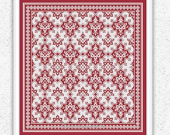 Monochrome cross stitch pattern Carpet cross stitch Floral geometric square embroidery sampler Antique ornament xstitch chart #S109*