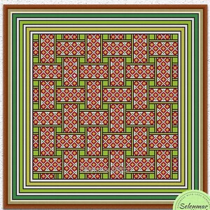 Patrón de punto de cruz geométrico Tejido de canasta Diseño de bordado de ilusión óptica Punto de cruz de colcha Muestrario de almohadas Gráfico de puntada contada n.° 463