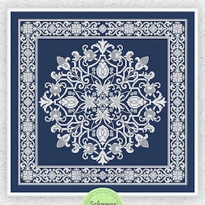Muestra de almohada monocromática patrón de punto de cruz Diseño de bordado de adorno antiguo Almohada floral punto de cruz Funda de almohada xstitch chart #181