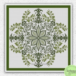 Patrón de punto de cruz para muestrario de almohadas Funda de cojín Punto de cruz para almohadas Adorno floral antiguo Gráfico de puntada cruzada Diseño de bordado cuadrado n.° 190