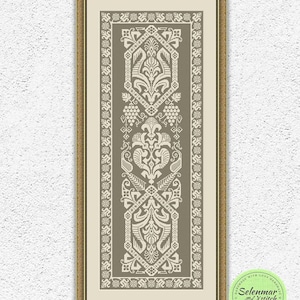 Geometric monochrome cross stitch pattern Antique sampler counted xstitch chart Large cross stitch Vintage embroidery design #S325