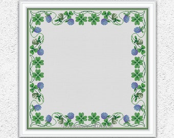 Clover counted cross stitch pattern Four leaf clover ornament embroidery design Cushion cover Pillow sampler xstitch chart PDF #S180