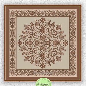 Patrón de punto de cruz monocromo floral Muestra de bordado cuadrado Almohada punto de cruz Adorno antiguo xstitch gráfico Descarga digital #181*