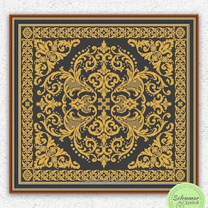 Patrón de punto de cruz para muestrario de almohadas monocromáticas Gráfico de puntada en cruz con adornos antiguos Funda de cojín Diseño de bordado de punto de cruz para almohada n.° 459