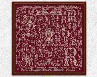 フランスアンティークイニシャルシート/モノグラムクロス/ “A・C”赤 フランスアンティークイニシャルシート/モノグラムクロス/ “A・C”赤