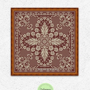 Patrón de punto de cruz de muestra de almohada floral Diseño de bordado monocromo Funda de cojín de estilo antiguo gráfico xstitch cuadrado PDF #S131*