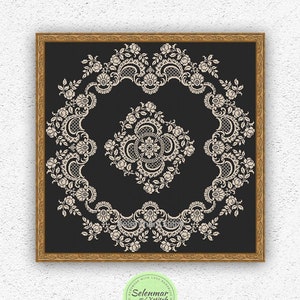 Patrón de punto de cruz contado monocromo floral Diseño de bordado de funda de cojín de flores Muestra de almohada de rosas Estilo antiguo xstitch chart #S74